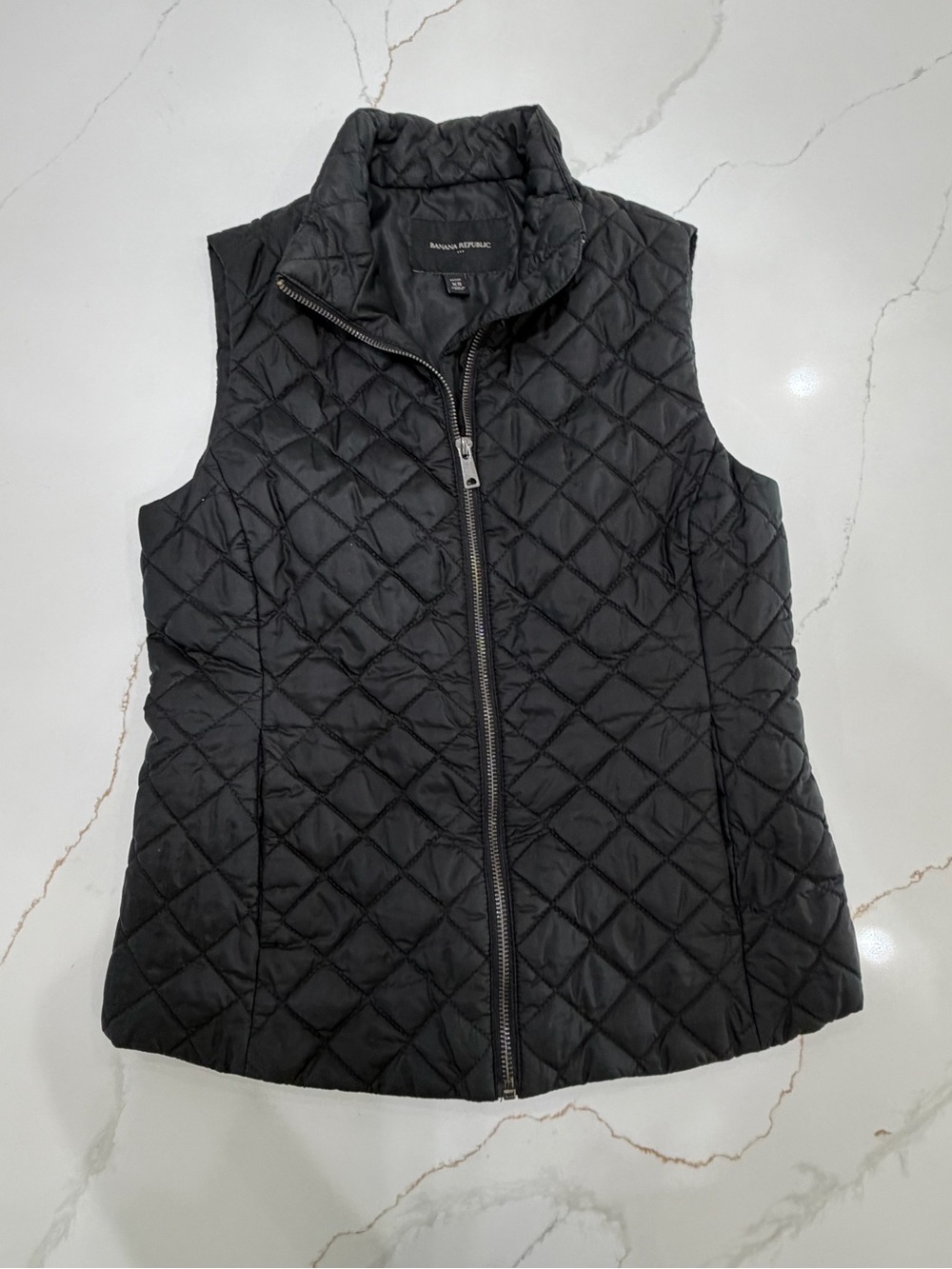 Banana Republic Black Quilted Stand-Collar Puffer Vest